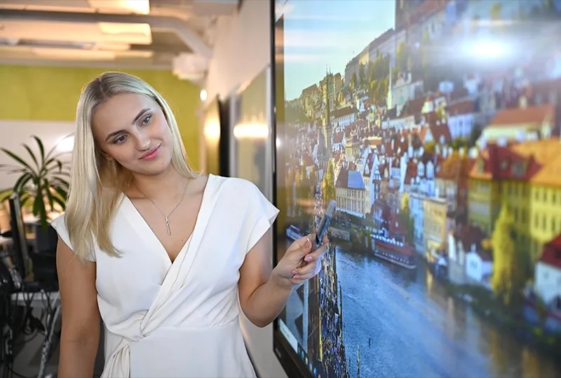 High school student presenting